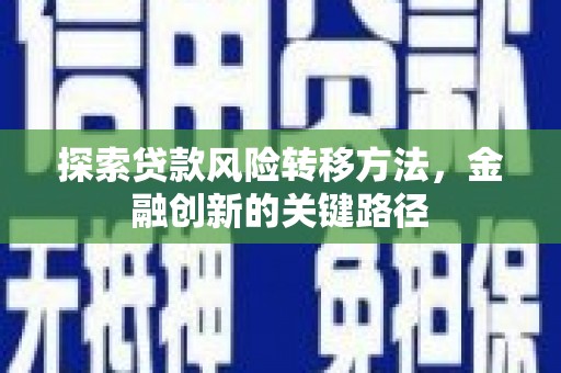 陇南探索贷款风险转移方法，金融创新的关键路径