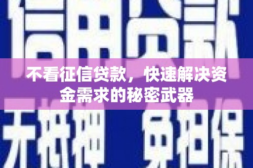 陇南不看征信贷款，快速解决资金需求的秘密武器