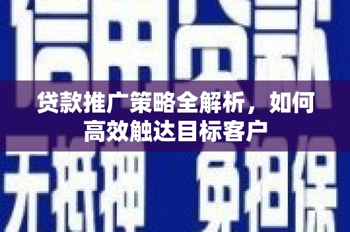 陇南贷款推广策略全解析，如何高效触达目标客户
