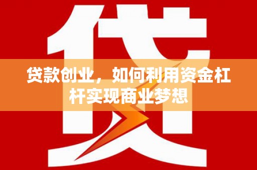 陇南贷款创业，如何利用资金杠杆实现商业梦想