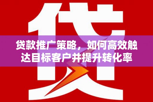 陇南贷款推广策略，如何高效触达目标客户并提升转化率