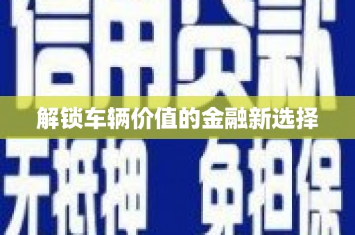 陇南解锁车辆价值的金融新选择