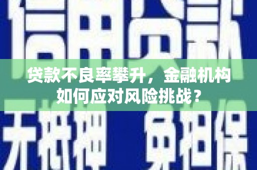 陇南贷款不良率攀升，金融机构如何应对风险挑战？
